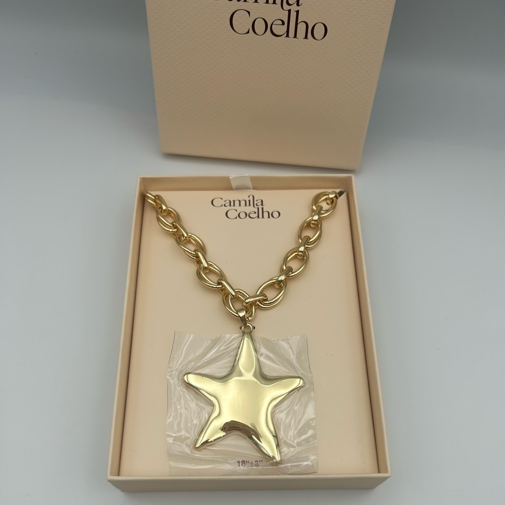 *New* Camila Coelho Gold-Tone Star Pendant Necklace & Matching Star Studs Set - Picture 3 of 12